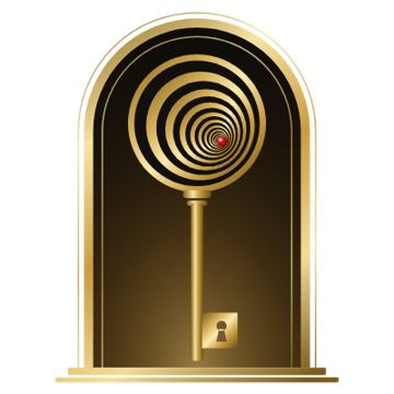 Logo do Portal do Inconsciente: uma porta em arco com uma chave dourada